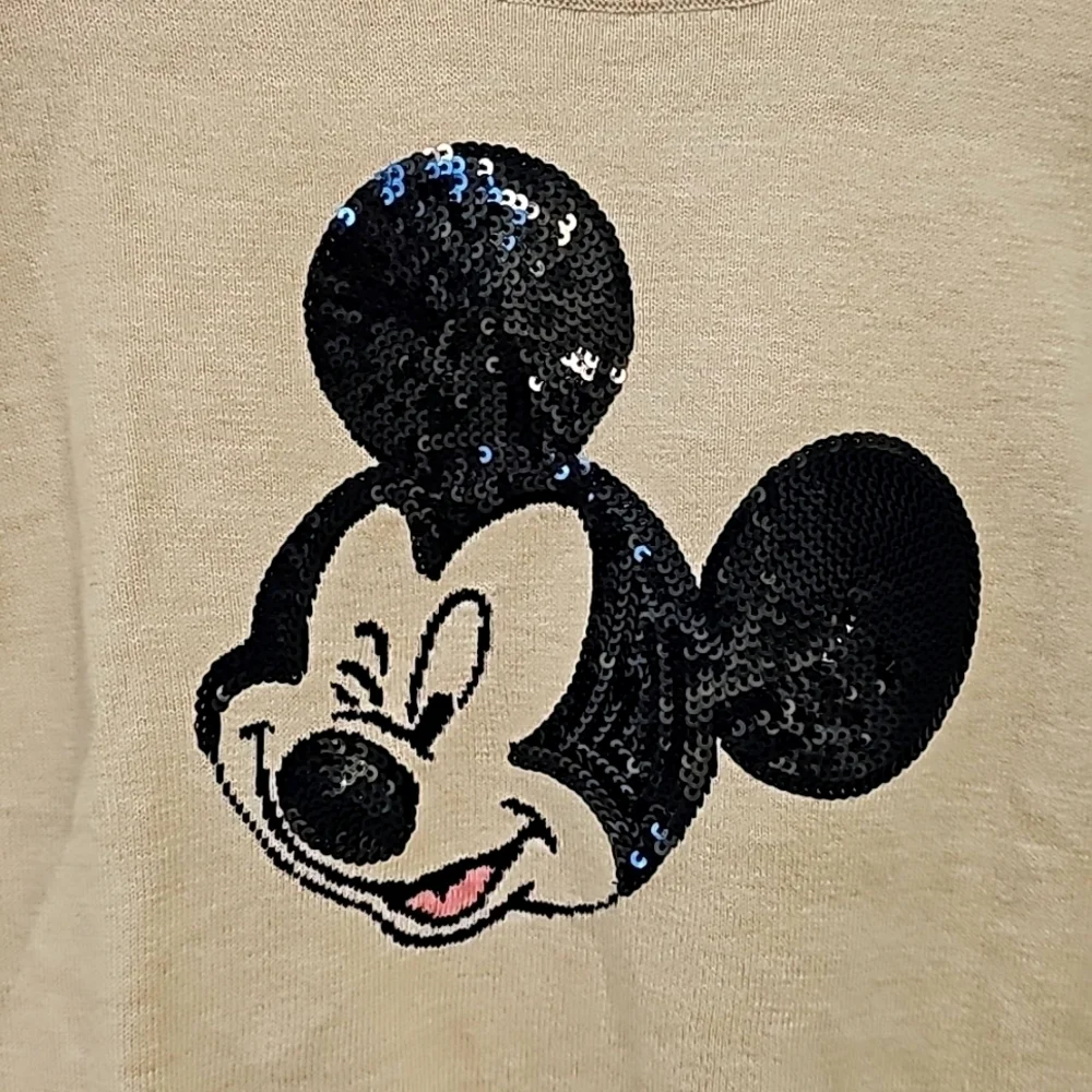 Gap Kids Disney Mickey Mouse Sequin Crewneck Long-Sleeve Sweater - Size Medium